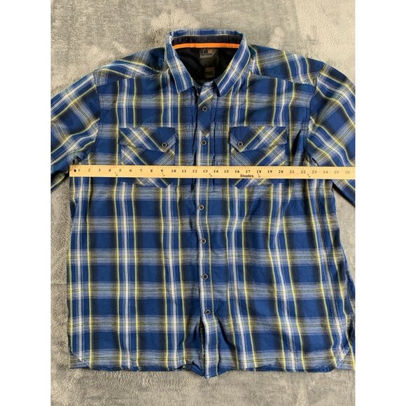 5.11 Tactical Men's XXL Long Sleeve Blue Yellow Plaid Button Snap Hidden Pocket - Picture 8 of 9